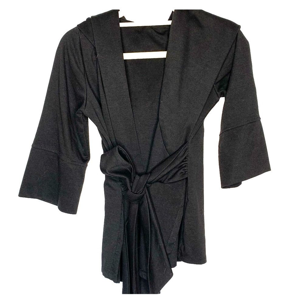 Black kimono wrap hoodie